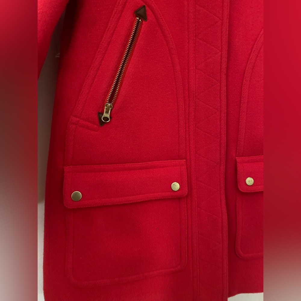 J. Crew Womens Nello Gori Italian Wool Stadium Cloth Coat Faux Fur Size 2 - Picture 6 of 7